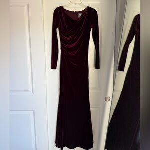 Vince Camuto Deep Red Velvet Long Sleeve Dress